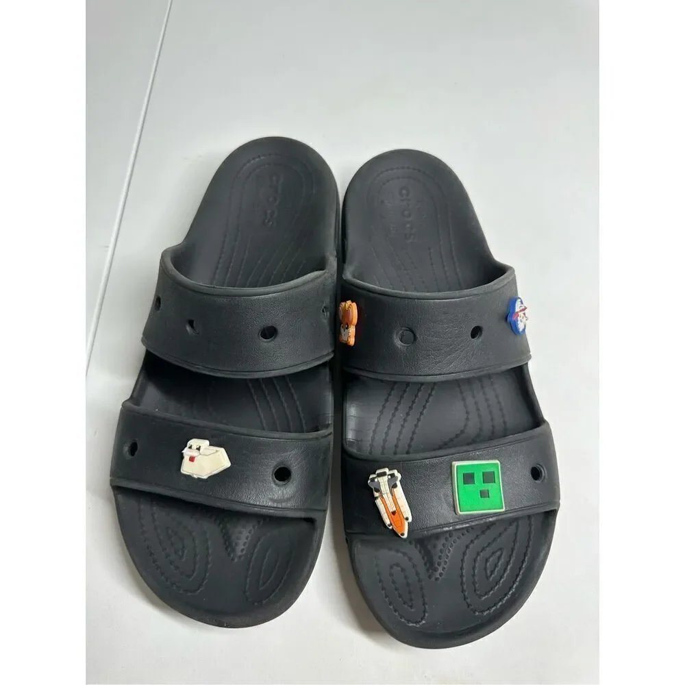 Crocs Classic Black Slide Sandals Unisex 5 Sharms Size Men's 12